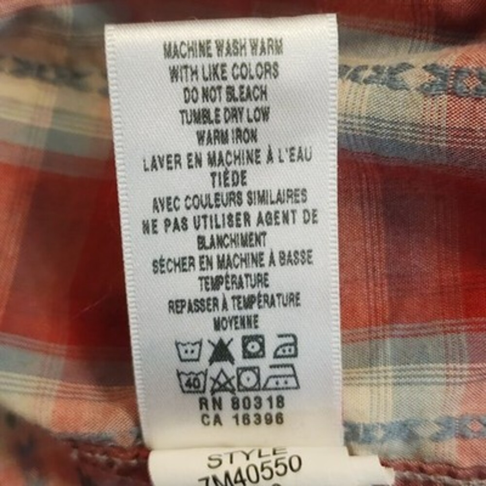Lucky Brand Dungarees Mens Shirt XL Diamond Pearl Snap Western Cowboy Plaid VNTG - Picture 5 of 6